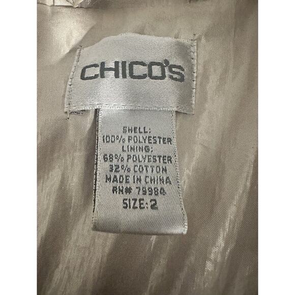 Chico's Metallic Shimmer Utility Jacket Womens Sz 2 (L) Champagne Hooded Hidden - Picture 4 of 15